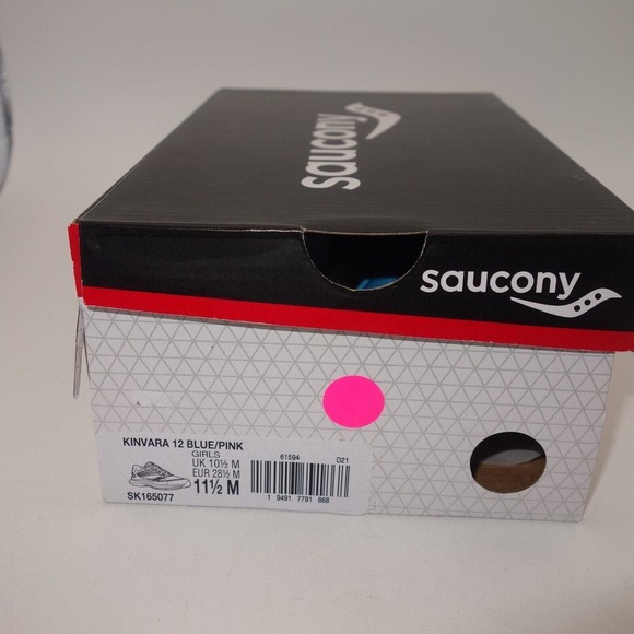NEW Saucony Kinvara 12 Sneakers Lace Up Running Shoes Blue Pink Girl's 11.5 - Picture 10 of 12